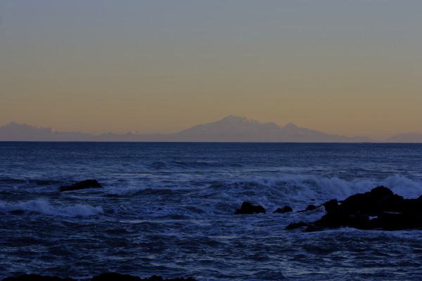 Mountains of the south island on the horizon, from Wellington's south coast