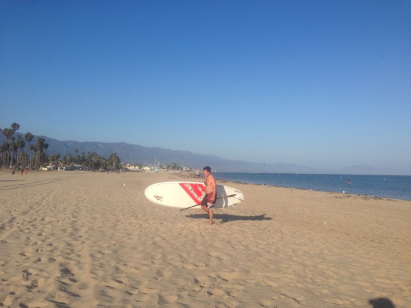Hubby at Leadbetter Beach, Santa Barbara