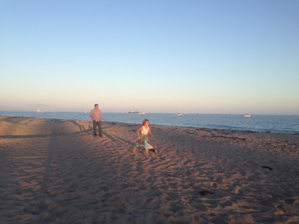 Hubby & Miss 8 on the beach at sunset