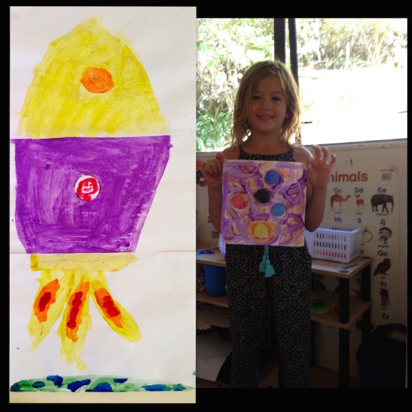 Sophie's rocket and bubble painting