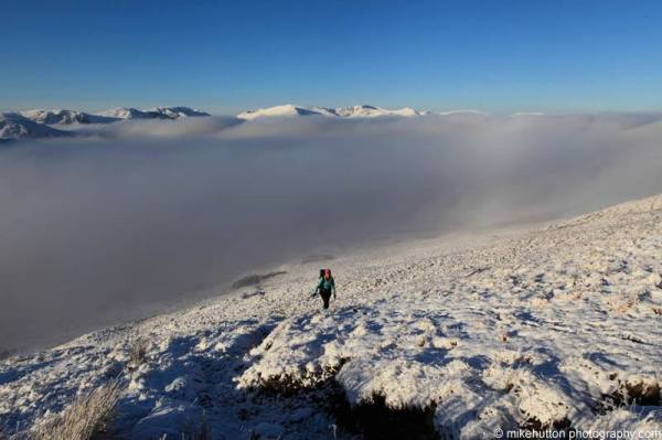 Emerging from the mist on the approach to High Street, Lake District,UK. Taken Sunday 28 December 2014.  By Mike Hutton of Mike Hutton Photography