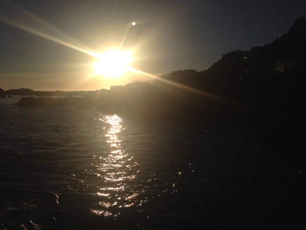 Setting sun on Wellington's south coast