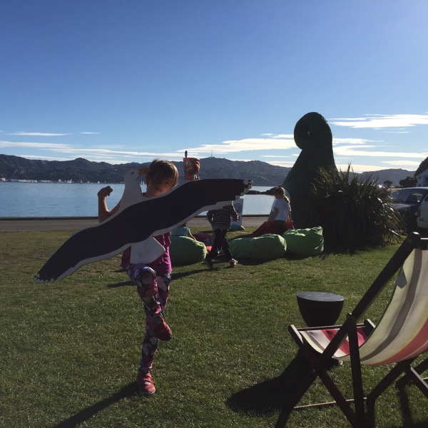 At Chocolate fish Cafe, Shelly Bay, Wellington, New Zealand, a winter's Sunday in the sunshine.