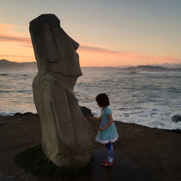 Catching the last of the light, with young Alice, at Dorrie Leslie Park, Wellington, New Zealand.