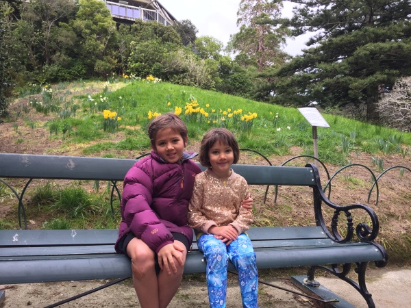 Daffodils in bloom and two of my beautiful daughters. Awww! 