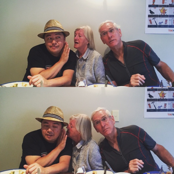 Chinese Whispers around the dinner table over our New Year's Eve dinner.