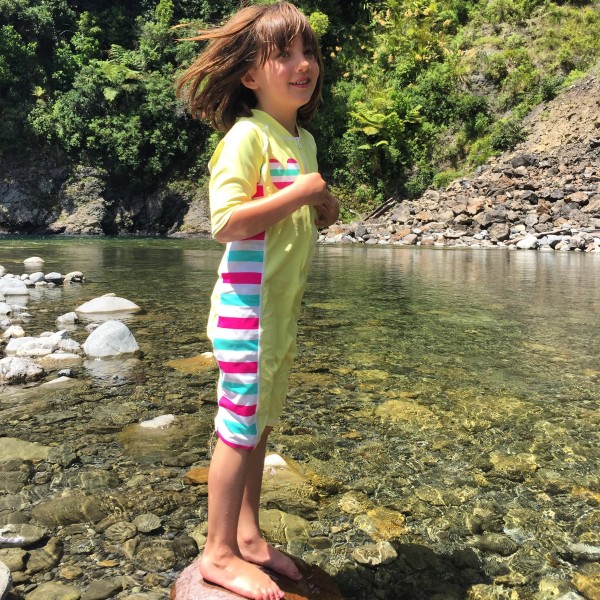 Alice, river side, New Year's Day at the Waiohine Gorge.
