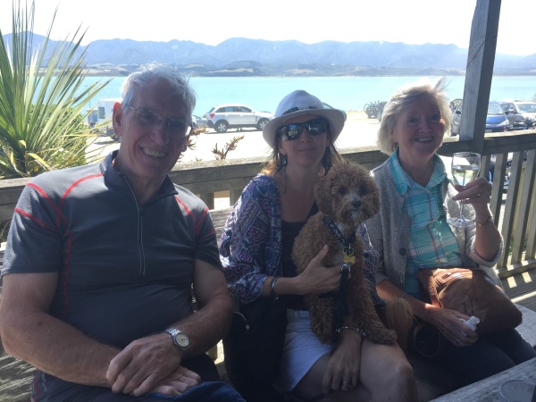 Cocoa, the caboodle, and I, with my dear Mum and Dad - visiting from the UK.