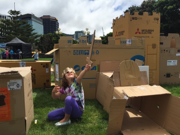 Cardboard City fun - on Wellington Anniversary Day.