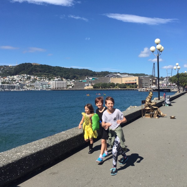 Sisters, taking a stroll on Wellington Waterfront.