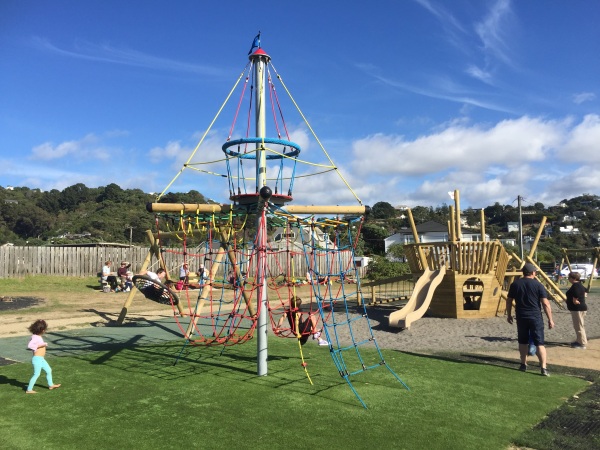 The new playground in Seatoun on the foreshore.