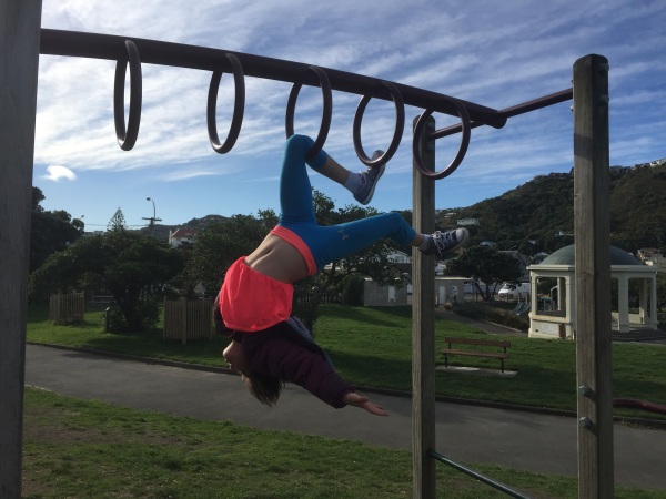 Hanging free at Island Bay playground.