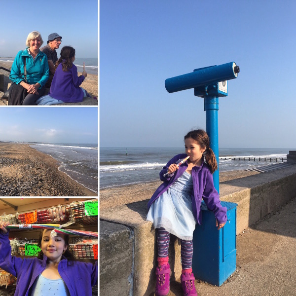 Alice sampling Welsh 'rock' at the beachfront in Rhyl