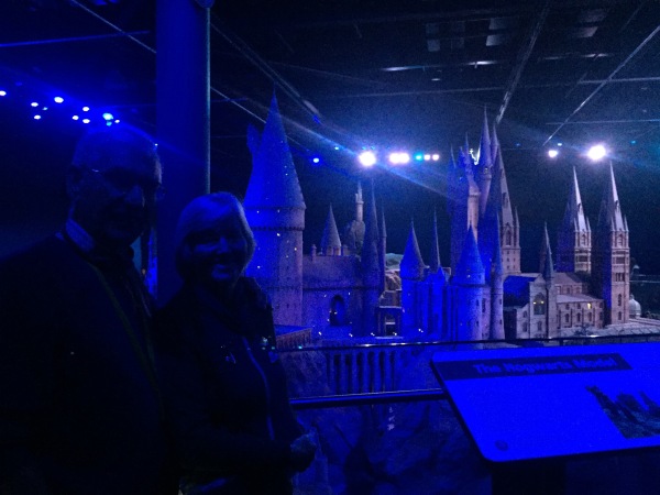 Grandma & Grandad in front of the huge scale model of Hogwarts.