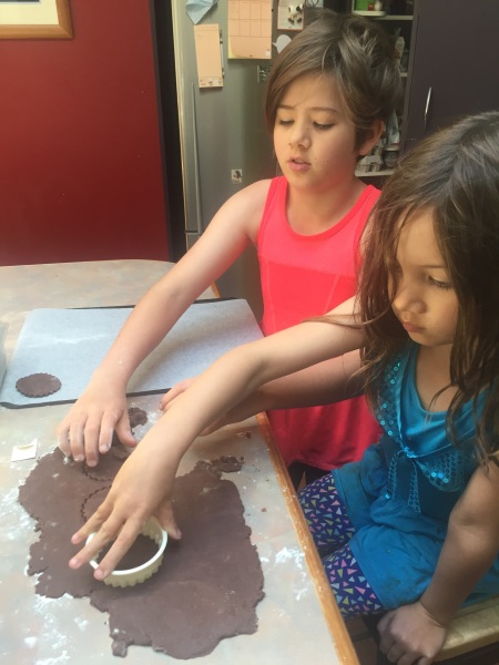 Baking cookies to share with neighbourhood friends on Halloween (well, Beltane in New Zealand!).