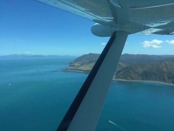 Leaving the North Island, for a short twenty minute flight to the South Island, over the Cook Strait, on Sounds Air.