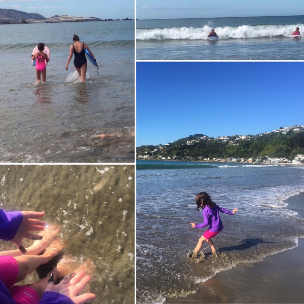Fun in the surf at Lyall Bay