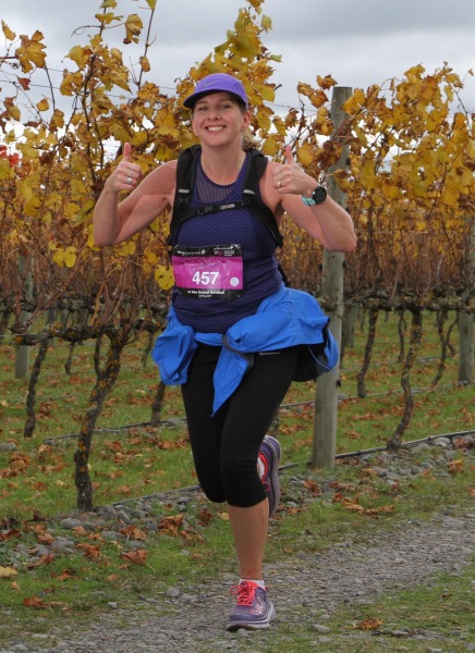 Running through vineyards