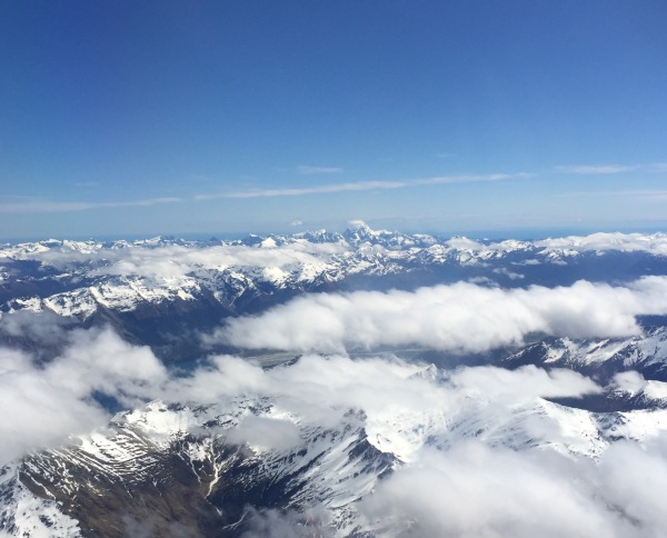 Flying over the southern alps of New Zealand