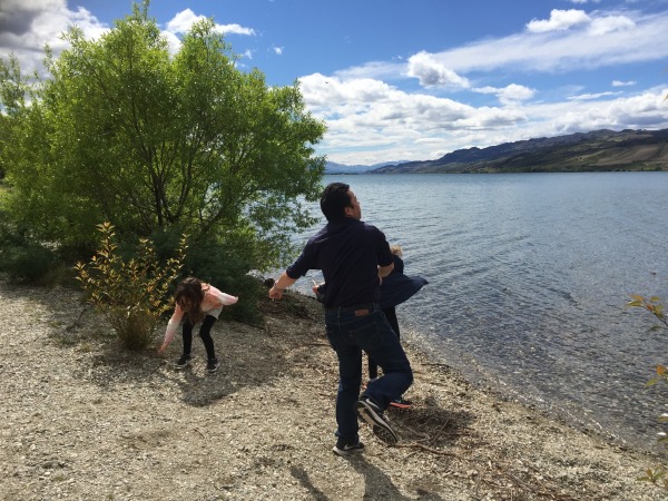 Throwing stones into a lake - how far can you throw!