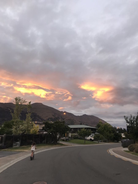 Alice, scooting at nearly 10pm, enjoying the long summer days of the south of New Zealand.