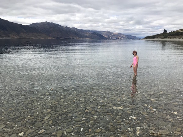 Sophie cooling down in Lake Hawea