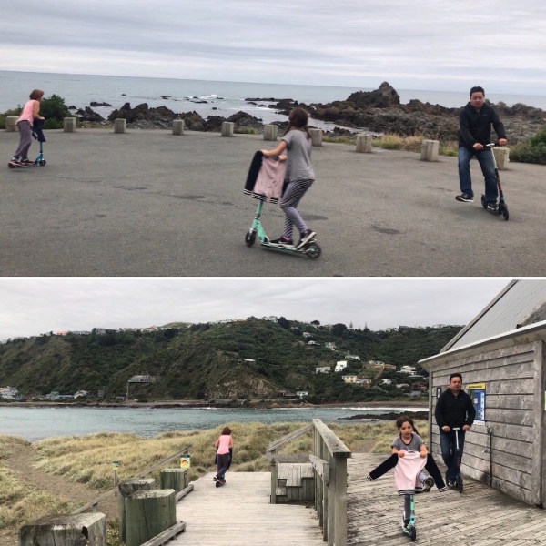 An evening on foot and scooters on the south coast of Wellington