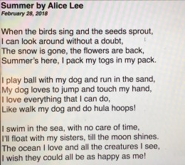 Alice's 'Summer' poem