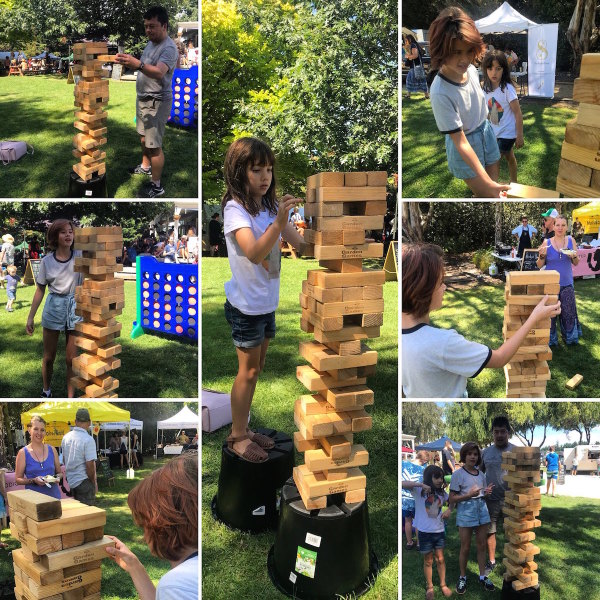 Giant Jenga at Te Kairanga's Farmers Market, Martinborough