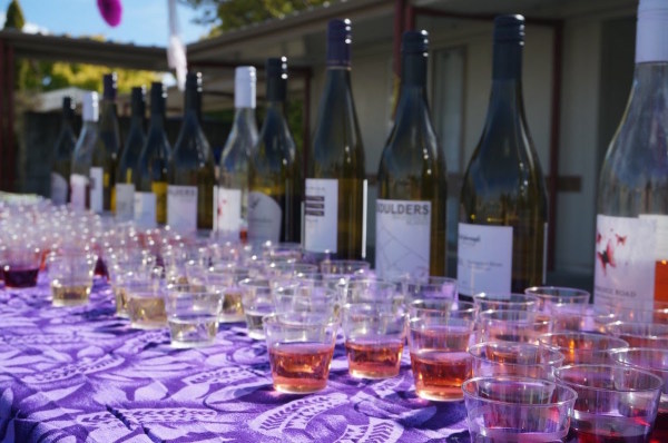 Wine, along with water, at the drink stations - only at 'Round The Vines, Martinborough!'
